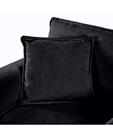 Oversized Chenille Loveseat Sofa - Black