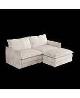 Corduroy Loveseat Sofa with Ottoman & 2 Cushions