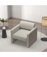 Beige stripe single sofa chair, upholstered comfortable chair with armrests, for dining room/bedroom/living room/reception