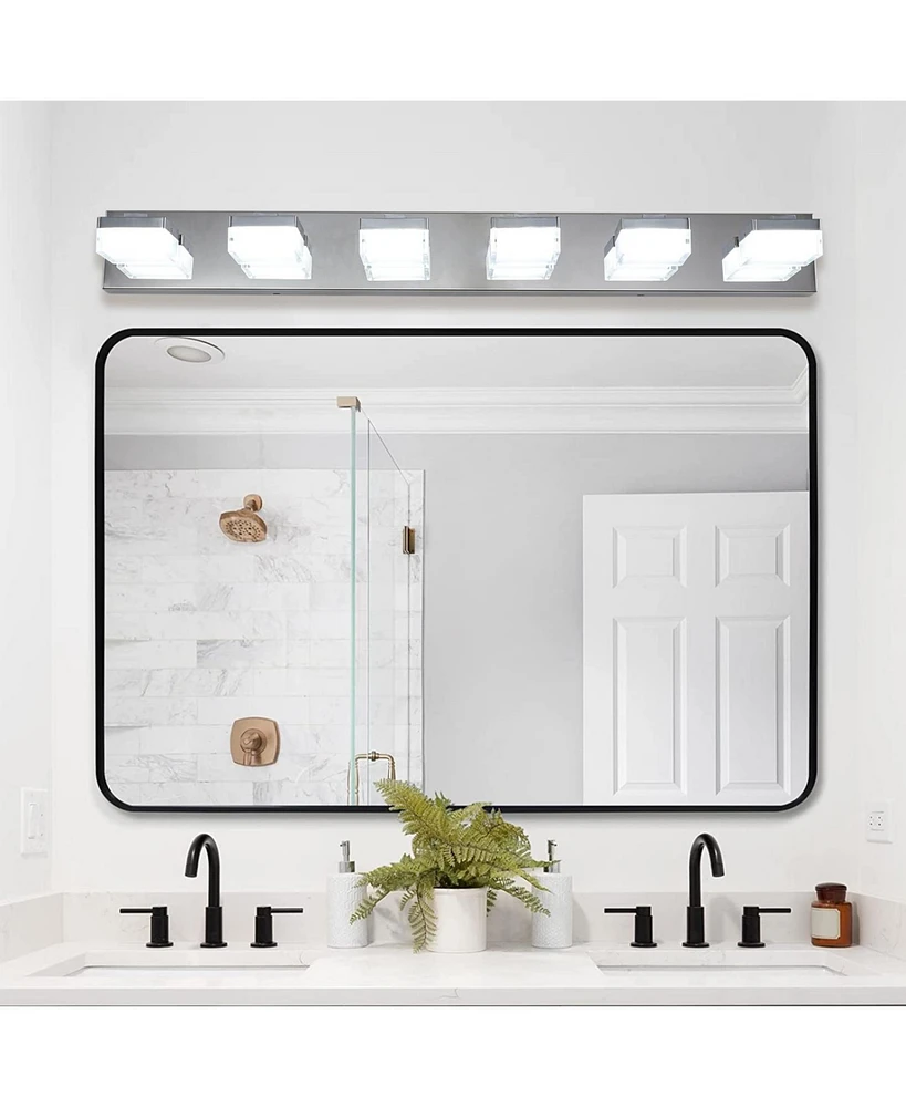 Modern 6-Light Chrome Led Vanity Mirror Light Fixture For Bathrooms And Makeup Tables