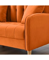 Modern Design Couch for Living Room Department Small Space Loveseat Smooth Velvet Upholstered Tufted Sofa Orange