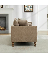 Taupe Chenille Chaise Lounge with Nailheads, Sleeper Sofa, 4 Pillows & 2 Bolsters