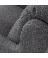 Contemporary Club Chair with Waterfall Back and Tapered Rubberwood Legs