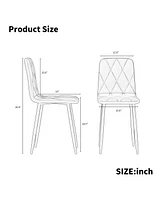 Mid Century Modern Square Dining Table Set (4-Person, Faux Marble, Iron Legs)