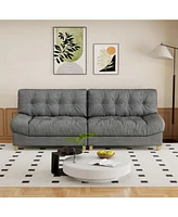 Modern Cloud Compression Sofa, 90.5", Frosted Velvet, Dark Gray