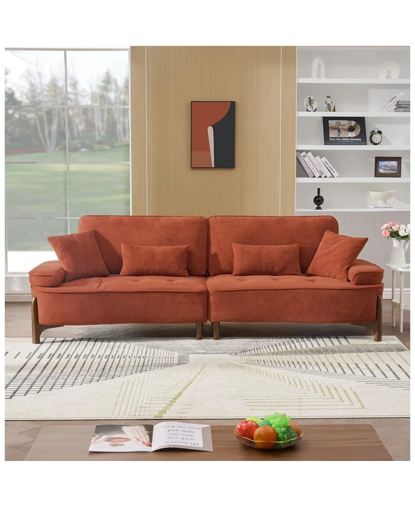 Cozy Deep-Seated Sofa with Pillow (103")