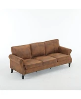 83" Nailhead Couch with Rolled Arm and 22" Deep Seat