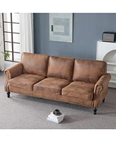 83" Nailhead Couch with Rolled Arm and 22" Deep Seat