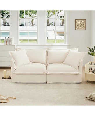 Modern 2-Seat Sofa for Small Spaces: Comfy Slipcover Couch with Detachable Cover