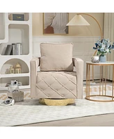 Modern Velvet Accent Chair with Pillow and Tufted Button