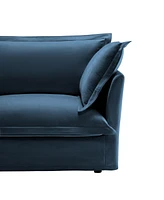 4-Seater Slipcovered Sofa with Removable Blue Chenille Cover
