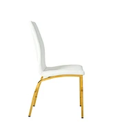 Gold-Plated Pu Dining Chair with Upholstered Seat (Set of 4)
