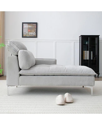 55" Chaise Lounge Sofa: Left Armrest, Pillow, Tufted