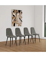 Modern 47"-63" Extendable Dining Table & Chair Set, 4-Piece, White Table, Gray Round Chairs