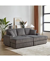 Comfy 3-Seater Corduroy Sofa with Storage Spaces