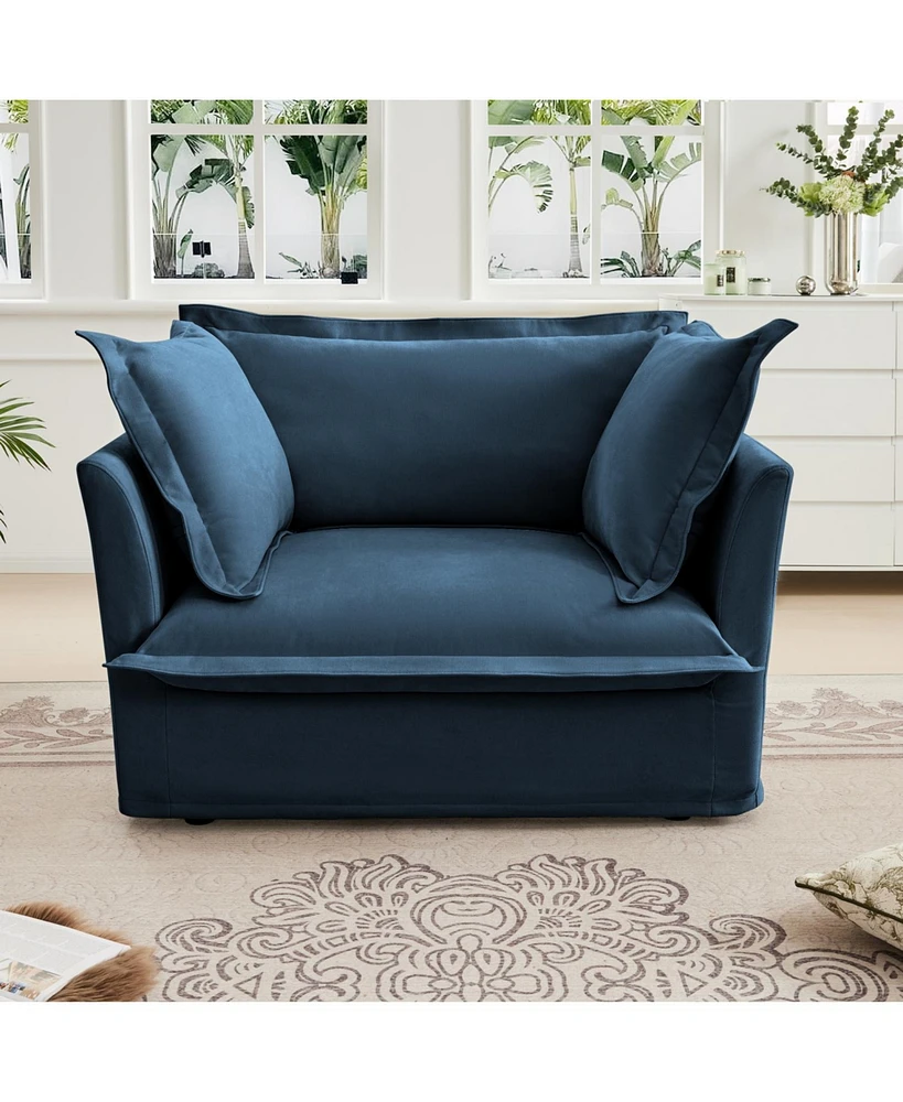 Cozy Blue Chenille Armchair with Ample Cushioning