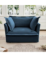 Cozy Blue Chenille Armchair with Ample Cushioning