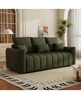 Premium 80.7" Teddy Sofa with Pillows, Oversized Chair