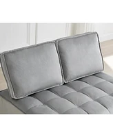 Modern Velvet Convertible Sofa Bed with Detachable Backs, Grey
