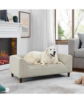 Modern Rectangular Pet Sofa with Backrest and Armrests for Medium and Large Dogs