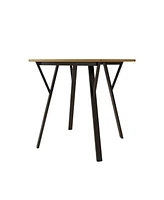 Brown Round Dining Table (35.43"), 2-4 Person, Metal Legs