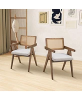 Mid-Century Dining Chairs (Set of 2), Upholstered Wooden Kitchen Chairs for Home, Office, or Restaurant