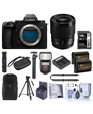 Panasonic Lumix S5II Mirrorless Camera, Black, with Lumix S 50mm f/1.8 Lens, Bundle with Zoom Iii R2 Ttl Flash, 128GB Memory Card, Backpack, 2x Extra