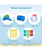 7-in-1 Inflatable Bounce House with Splashing Pool without Blower