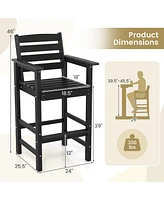 Patio Hdpe Adirondack Bar Chairs Set of 2 with Wide Armrests-Black