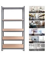 71 inch Heavy Duty Steel Adjustable 5 Level Storage Shelves-Gray