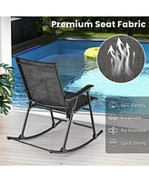 Folding Rocking Chair with Breathable Seat Fabric Set of 2
