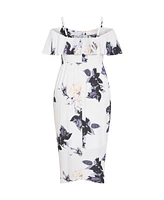 City Chic Plus Floral Drape Midi Dress