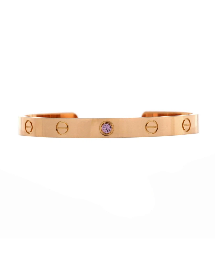 Pre-Owned Cartier Love Cuff Bracelet 18K Rose Gold with Pink Sapphire