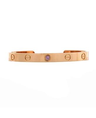 Pre-Owned Cartier Love Cuff Bracelet 18K Rose Gold with Pink Sapphire