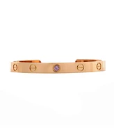 Pre-Owned Cartier Love Cuff Bracelet 18K Rose Gold with Pink Sapphire