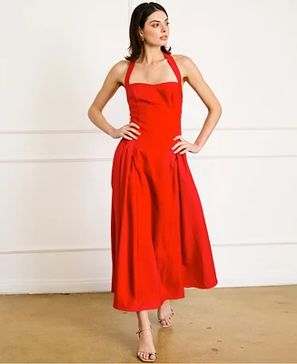 Line & Dot Women's Greta Halter Sleeveless Maxi Dress