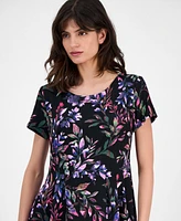 Connected Women's Printed Round-Neck Sheath Dress