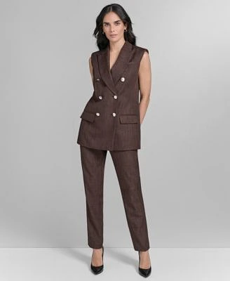 Calvin Klein Womens Double Breasted Peak Lapel Sleeveless Jacket Novelty High Rise Skinny Ankle Pants