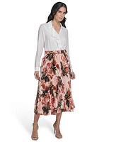 Calvin Klein Women's Pleated Floral Midi Skirt