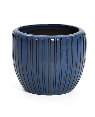 LuxenHome Ribbed Bowl Round Ceramic Decorative Planter Pot