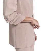 Calvin Klein Women's Textured 3/4-Sleeve One-Button Jacket