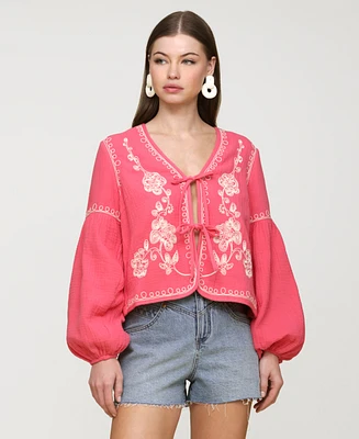 Avec Les Filles Women's Embroidered Peplum Jacket