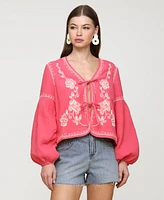 Avec Les Filles Women's Embroidered Peplum Jacket