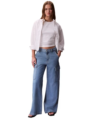 Calvin Klein Jeans Women's High-Rise Wide-Leg Cargo