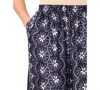 CeCe Women's Elastic-Waist Wide-Leg Flowy Pants