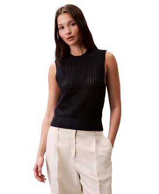 Calvin Klein Jeans Women's Cotton Open-Stitch Tank Sweater