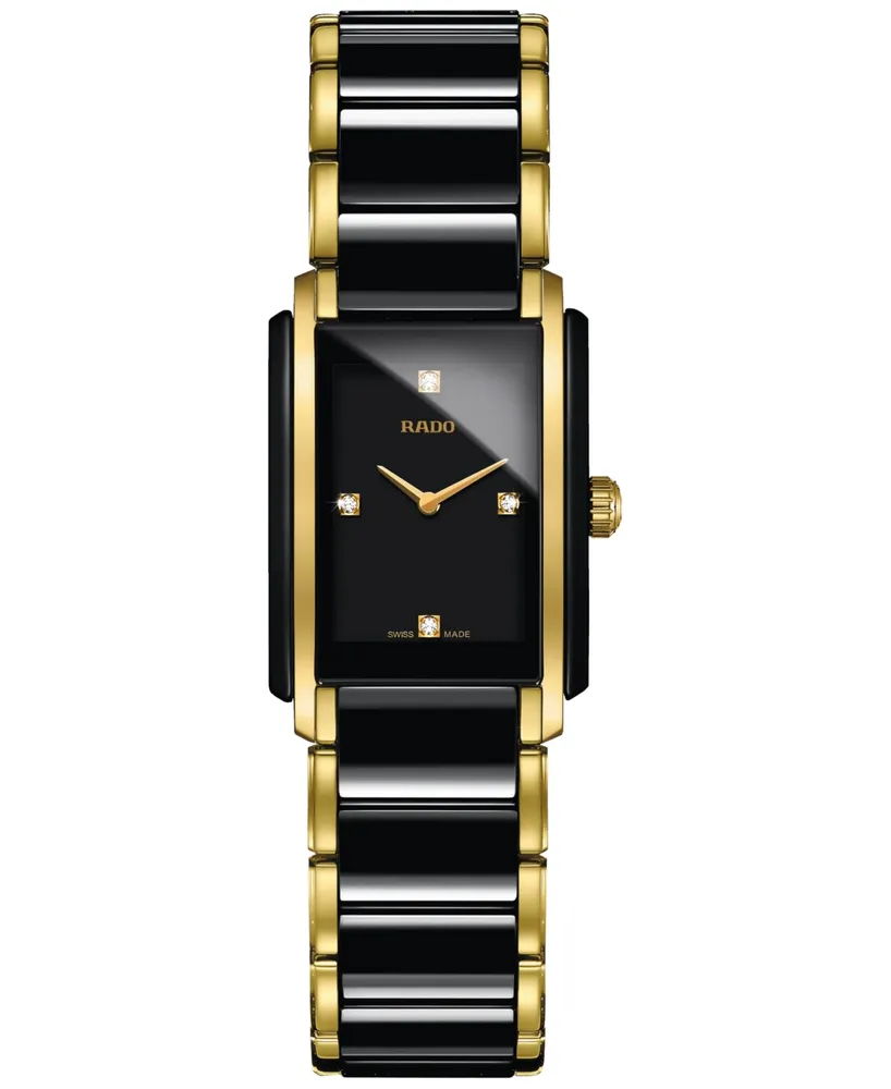 Rado Women's Swiss Integral Diamond Accent Black Ceramic & Gold