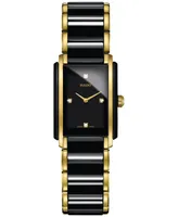 Rado Women's Swiss Integral Diamond Accent Black Ceramic & Gold