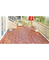 Acacia Wood Deck Tiles, Checker, 30 Pcs 12"x12" Outdoor Flooring