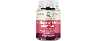 Collagen + Biotin Gummies | Extra Strength Biotin Collagen Supplement | for Hair, Skin, & Nails for Women | Raspberry Flavor | 90ct